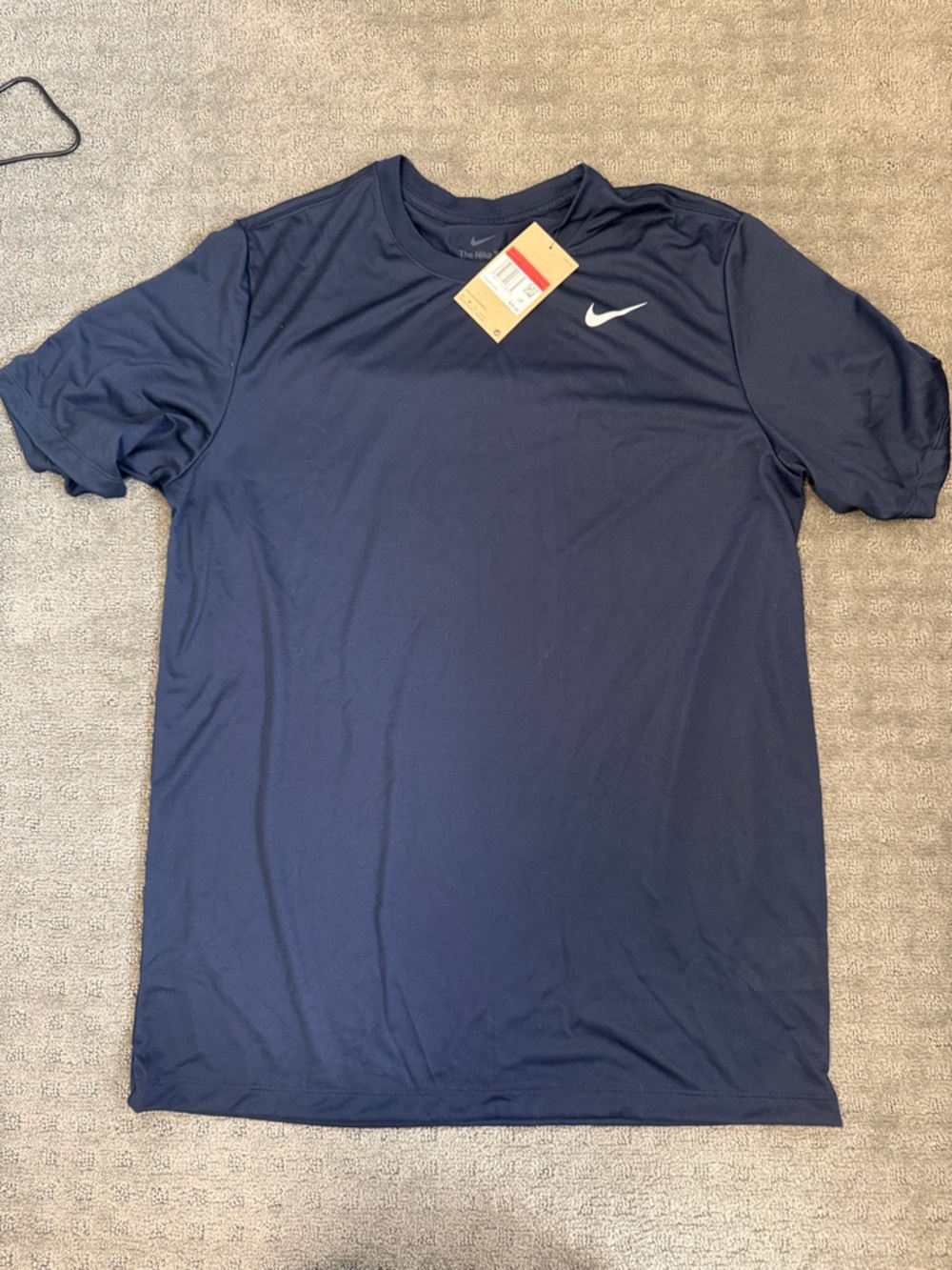 Nike Short-Sleeve Performance Tee - Dark Blue with White Swoosh